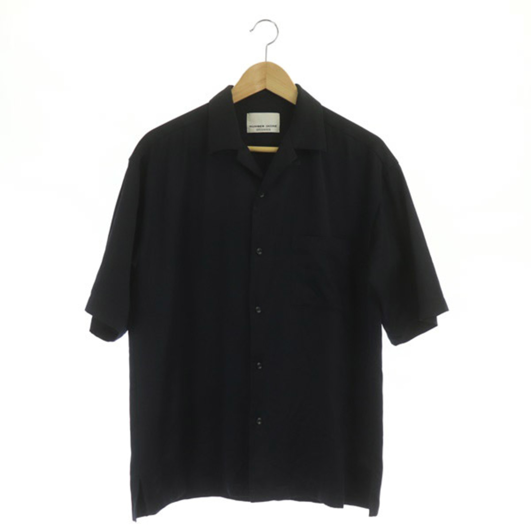 55cm着丈ナンバーナイン × ステュディオス オープンカラーシャツ 半袖 サテン 2 紺