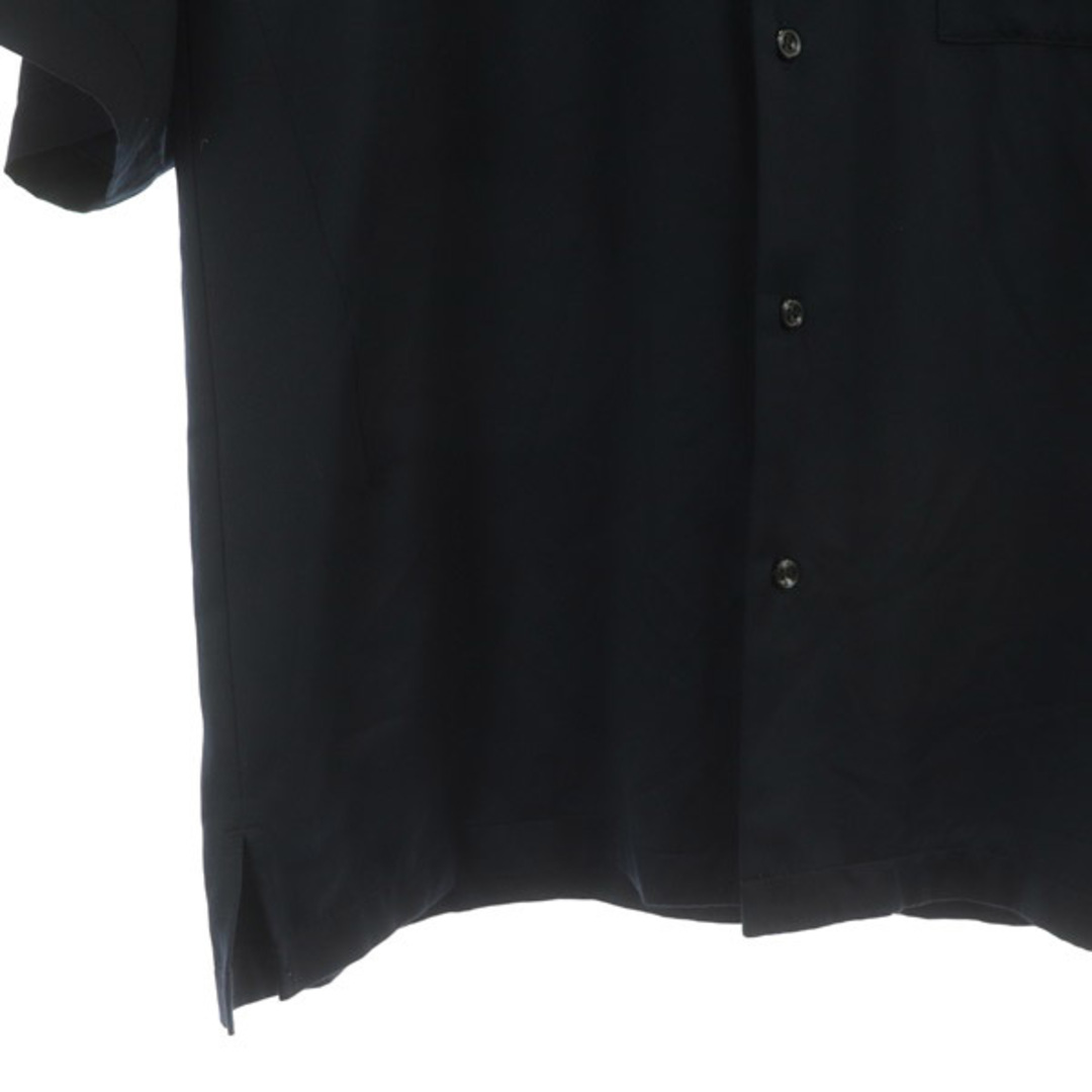55cm着丈ナンバーナイン × ステュディオス オープンカラーシャツ 半袖 サテン 2 紺