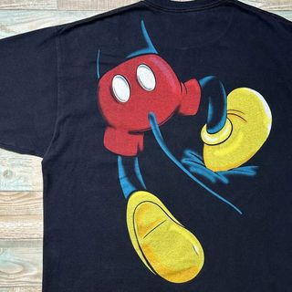 90s USA製 ディズニー Tシャツ ミッキーマウス 両面 大判プリント 黒