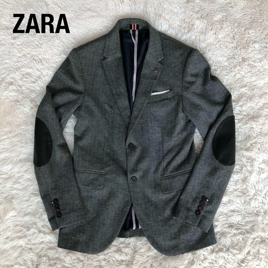 ZARAザラ ヘリンボーンテーラードジャケット エルボーパッチ | フリマアプリ ラクマ