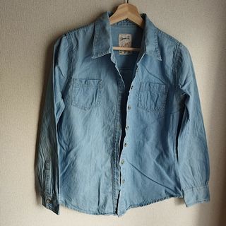 DenimCo. 長袖デニムシャツ　ライトブルー　36/38　古着(シャツ/ブラウス(長袖/七分))