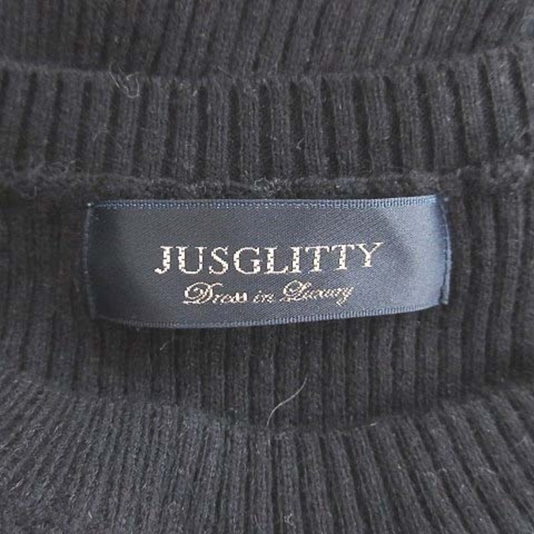 JUSGLITTY(ジャスグリッティー)のジャスグリッティー リブニット セーター カットソー 七分袖 レース 2 黒 レディースのトップス(ニット/セーター)の商品写真