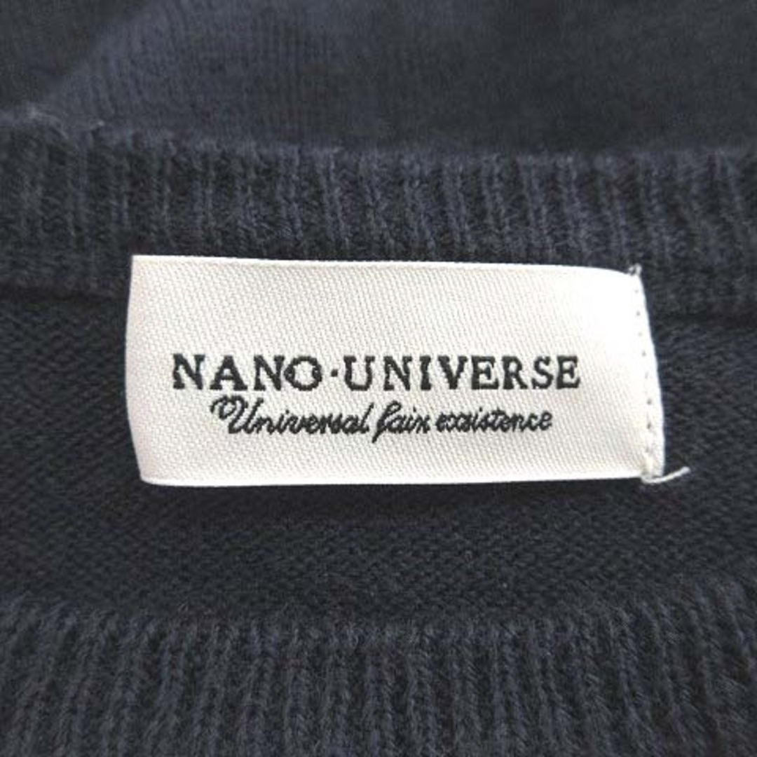 nano・universe(ナノユニバース)のナノユニバース ニット セーター 長袖 バイカラー ラウンドネック M 紺 黒 メンズのトップス(ニット/セーター)の商品写真