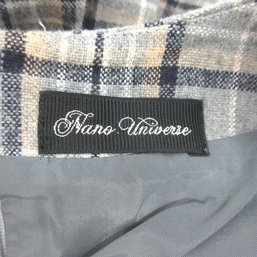 nano・universe(ナノユニバース)のナノユニバース ワンピース ひざ丈 長袖 チェック ツイード タック グレー レディースのワンピース(ひざ丈ワンピース)の商品写真