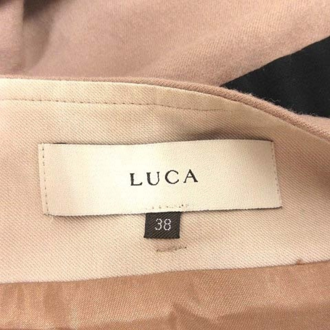 LUCA(ルカ)のルカ 台形スカート タイト ひざ丈 ボーダー 切替 ウール 38 ベージュ 黒 レディースのスカート(ひざ丈スカート)の商品写真
