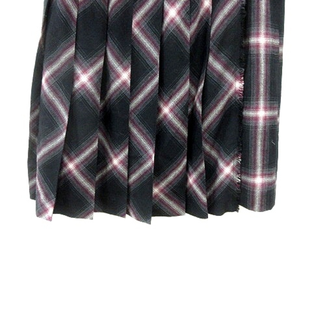 INED(イネド)のイネド INED ラップスカート プリーツ ひざ丈 チェック ウール 9 黒 レディースのスカート(ひざ丈スカート)の商品写真