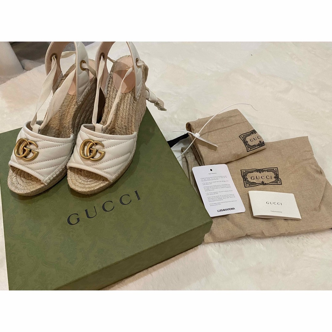 Gucci(グッチ)の【GUCCI】レザー エスパドリーユ プラットフォームサンダル　655626 レディースの靴/シューズ(サンダル)の商品写真