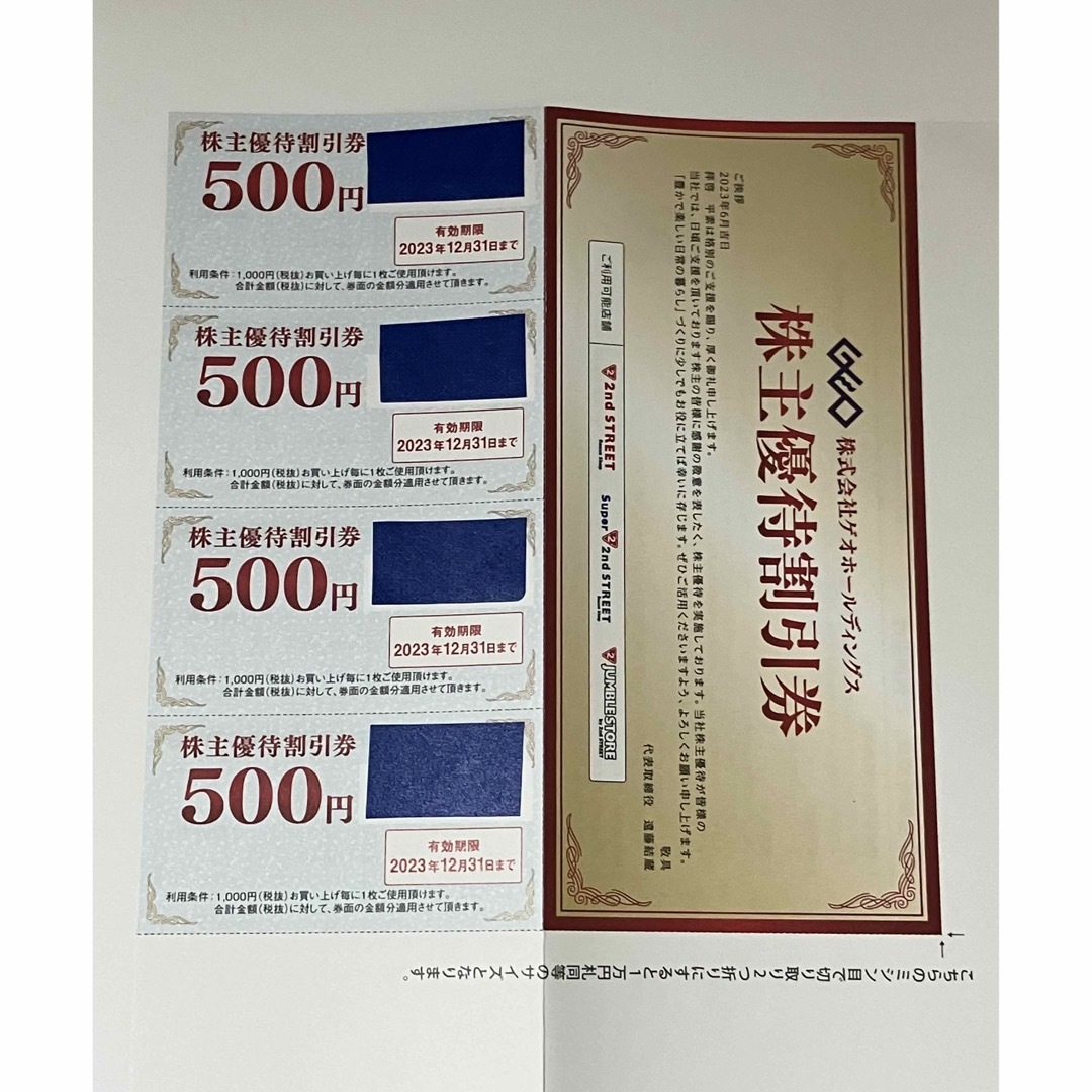 ゲオ 株主優待割引券10000円分（500円券×20枚）