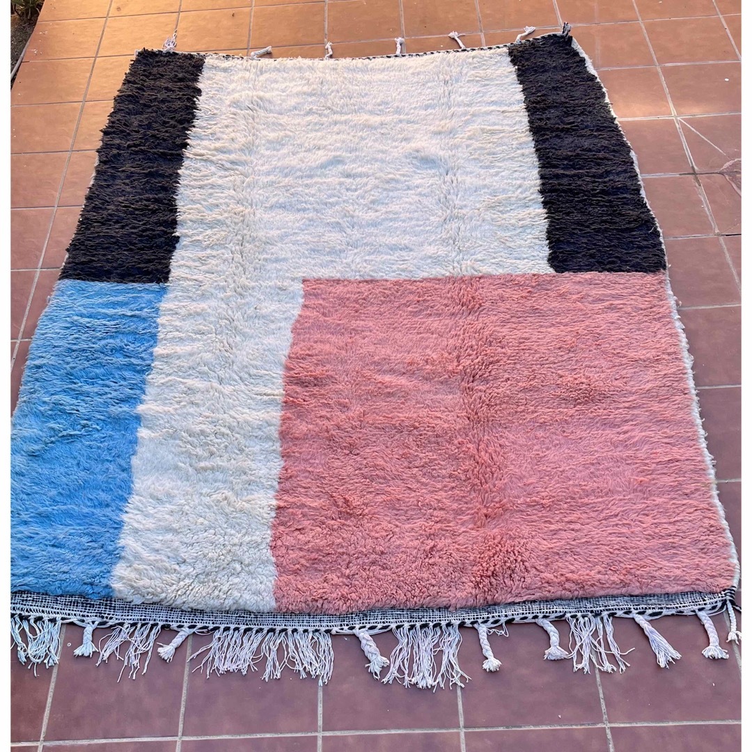 モロッコ　ブジャド　ラグ　絨毯　クッション　プフアメリカンラグシー