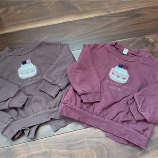 プティマイン(petit main)のアプレレクール　カップケーキトレーナー　セット　90(Tシャツ/カットソー)