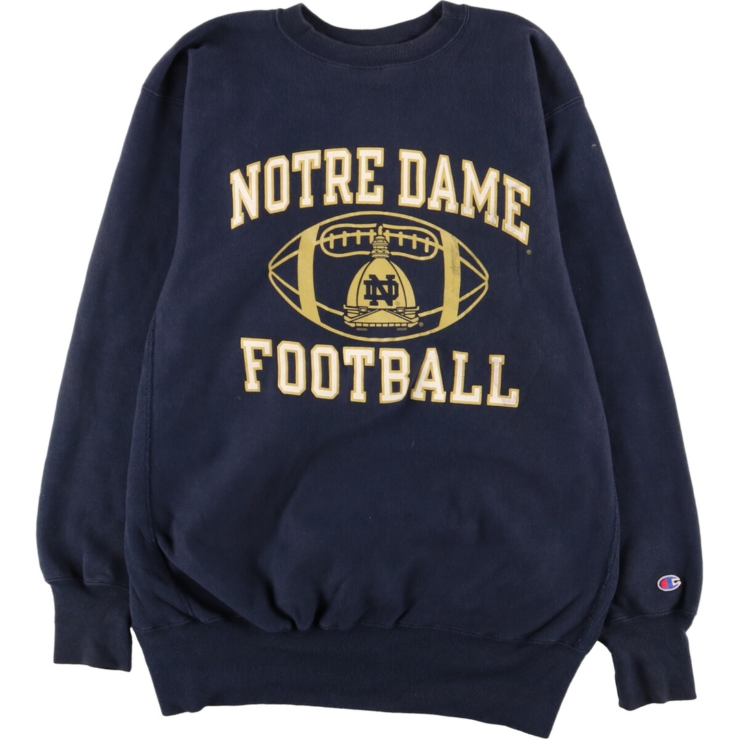 古着 90年代 チャンピオン Champion REVERSE WEAVE リバースウィーブ 刺繍タグ 3段プリント NOTRE DAME  ノートルダム大学 カレッジスウェットシャツ トレーナー USA製 メンズXL ヴィンテージ /eaa375695 | フリマアプリ ラクマ