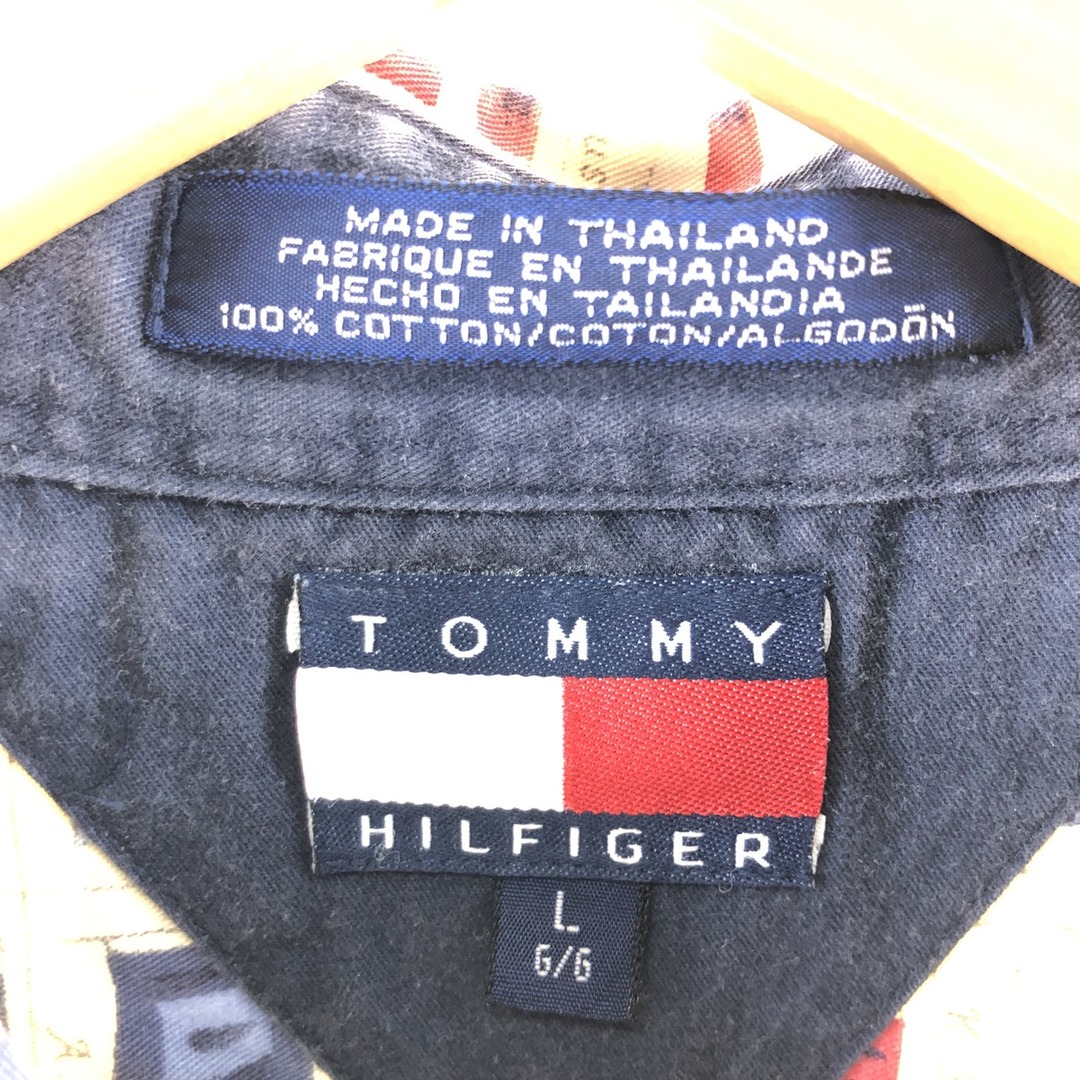 TOMMY HILFIGER(トミーヒルフィガー)の古着 90年代 トミーヒルフィガー TOMMY HILFIGER 総柄 国旗柄 長袖 ボタンダウンシャツ メンズXL ヴィンテージ /eaa375111 メンズのトップス(シャツ)の商品写真