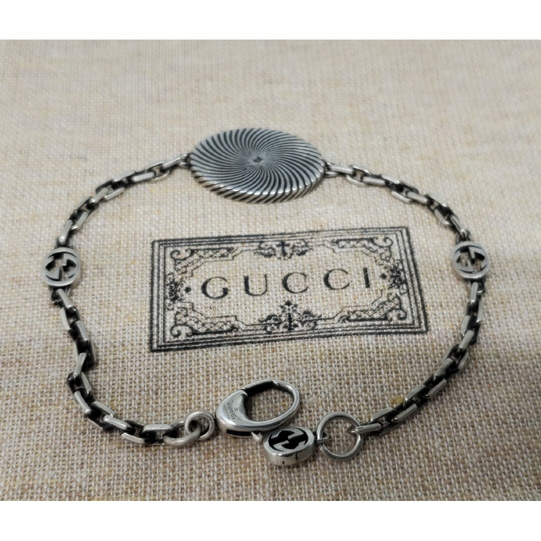 【超レア 廃盤美品】GUCCI ダブルG ブレスレット 燻加工 チェーン