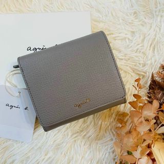 アニエスベー(agnes b.)の新品＊agnes b. アニエスベー 二つ折り 財布 レザー 本革 ベージュ(財布)