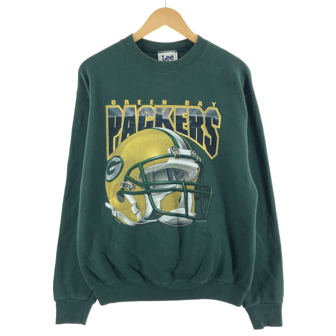 90年代 リー Lee NFL GREEN BAY PACKERS グリーンベイパッカーズ プリントスウェットシャツ トレーナー USA製 メンズL ヴィンテージ /eaa375988