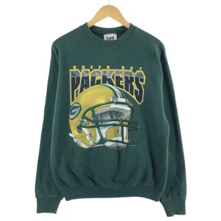 リー(Lee)の古着 90年代 リー Lee NFL GREEN BAY PACKERS グリーンベイパッカーズ プリントスウェットシャツ トレーナー USA製 メンズL ヴィンテージ /eaa375988(スウェット)