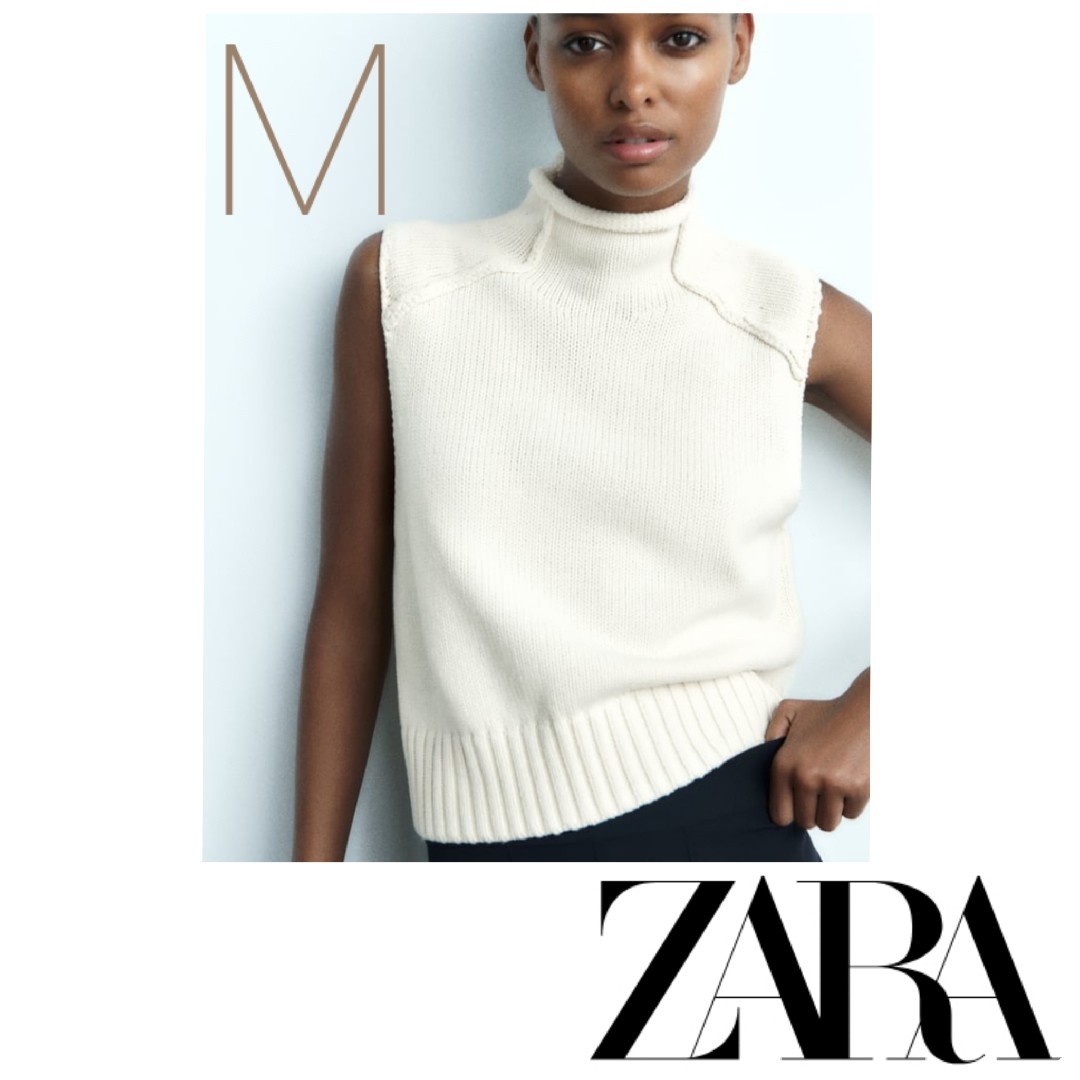 【M様専用】ZARA ハイネック ニットベスト エクリュ M | フリマアプリ ラクマ