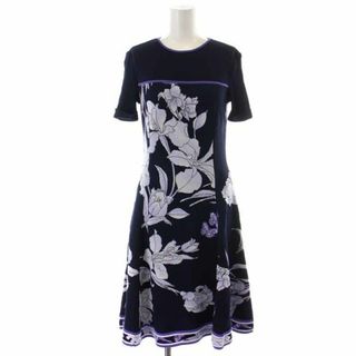 LEONARD - レオナール FASHION 23SS ニットワンピース 34 XS 黒 紫の