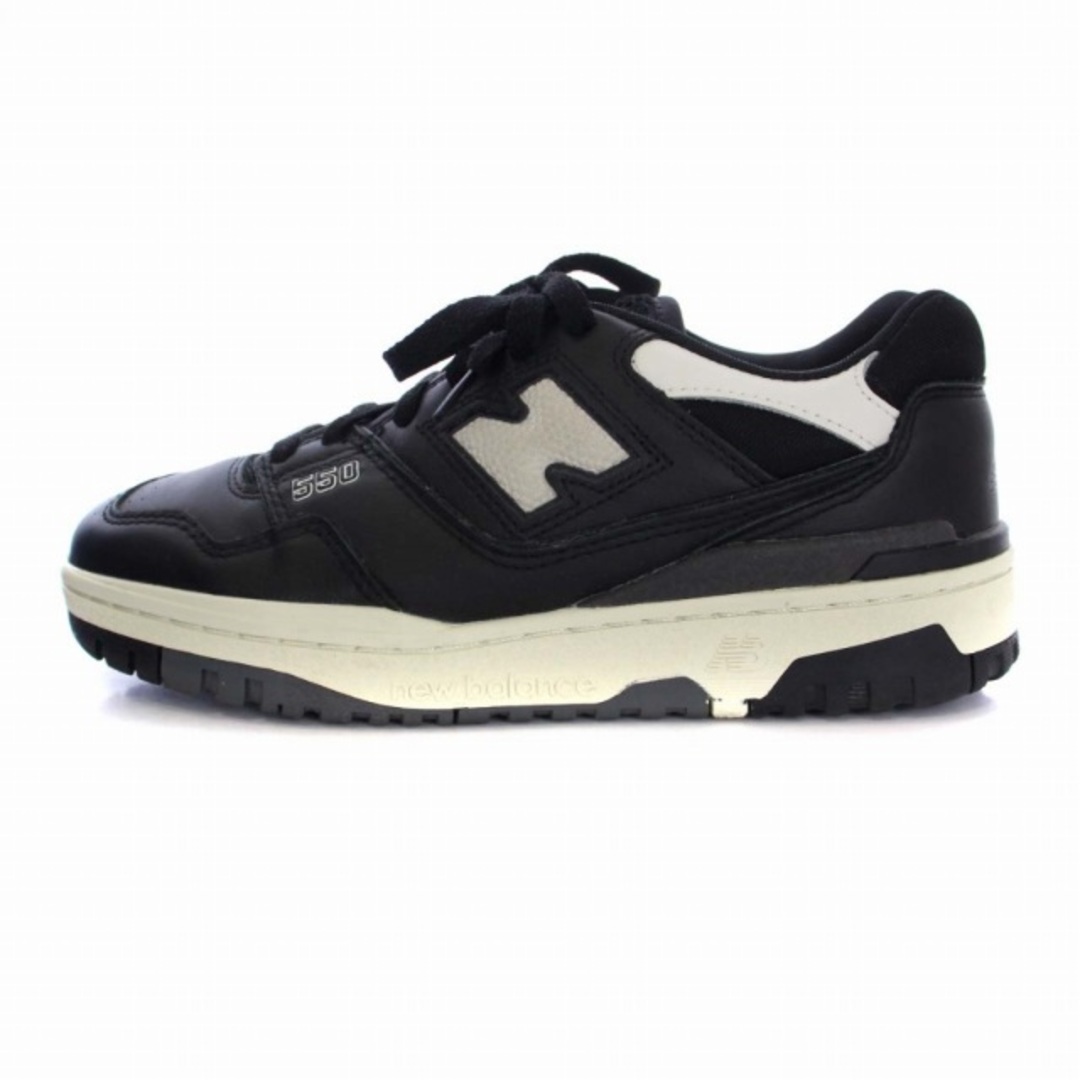 NEW BALANCE スニーカー シューズ レザー 25cm 黒 白