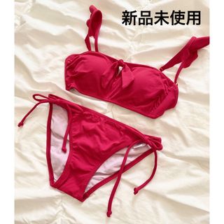 PEAK&PINE - *新品未使用*人と被らない赤色!肩フリルバンドゥビキニ
