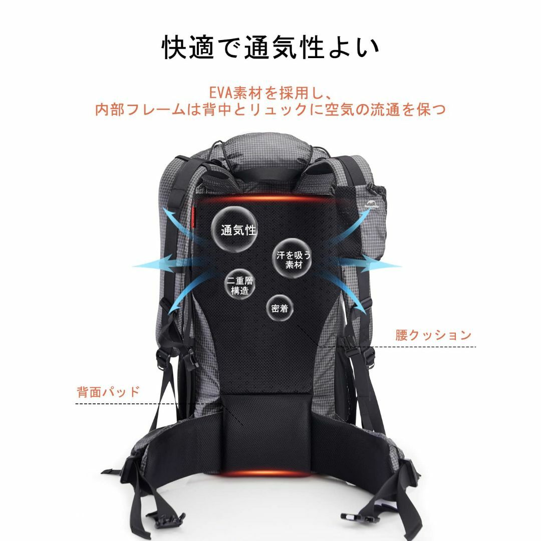 【色: ブラック 40L+5L】[Naturehike] 公式ショップ バックパ