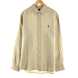 ラルフローレン(Ralph Lauren)の古着 ラルフローレン Ralph Lauren CLASSIC FIT クラシックフィット 長袖 リネン ボタンダウンシャツ メンズXL /eaa375229(シャツ)