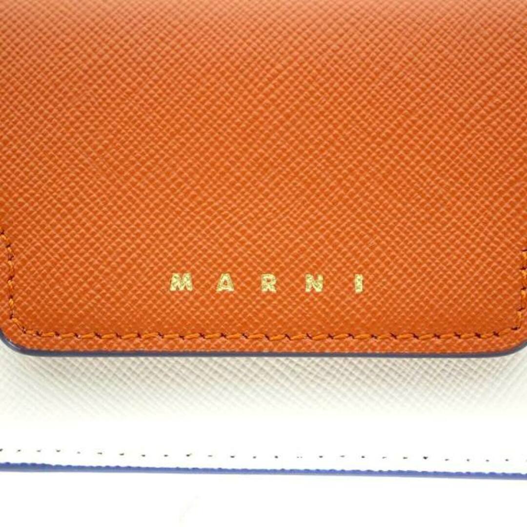 マルニ MARNI トランク 財布 三つ折り レザー 茶 白 ベージュ-