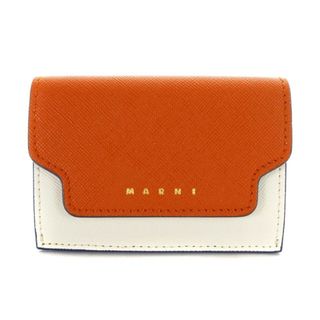 マルニ(Marni)のマルニ MARNI トランク 財布 三つ折り レザー 茶 白 ベージュ(財布)