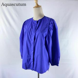 Aquascutum ギャザースリーブ ブラウス ノーカラー 日本製