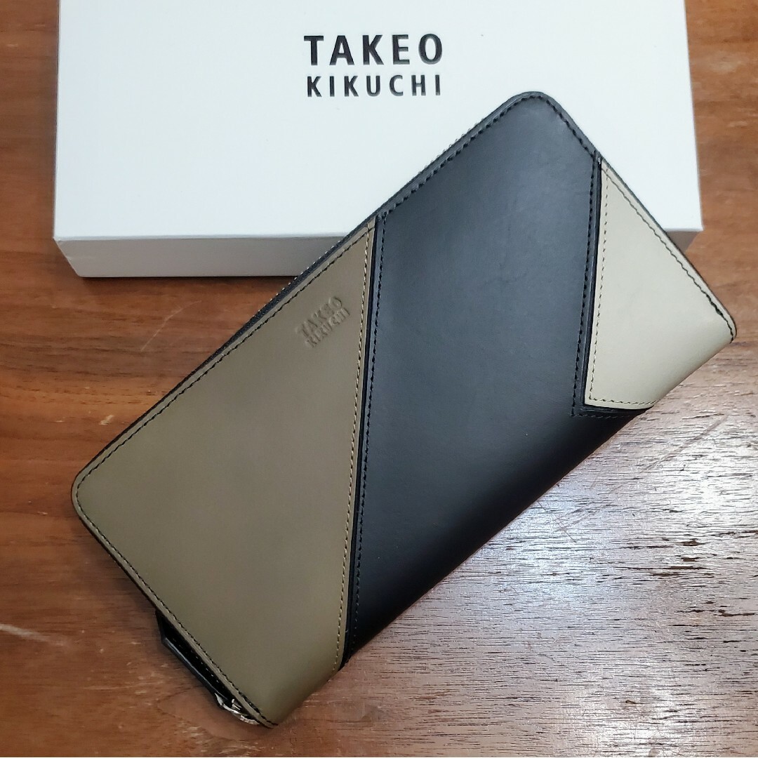 TAKEO KIKUCHI(タケオキクチ)のタケオキクチ　新品　メンズ　レザーウォレット(パッチワーク/ブラック長) メンズのファッション小物(長財布)の商品写真