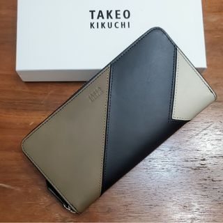 タケオキクチ(TAKEO KIKUCHI)のタケオキクチ　新品　メンズ　レザーウォレット(パッチワーク/ブラック長)(長財布)