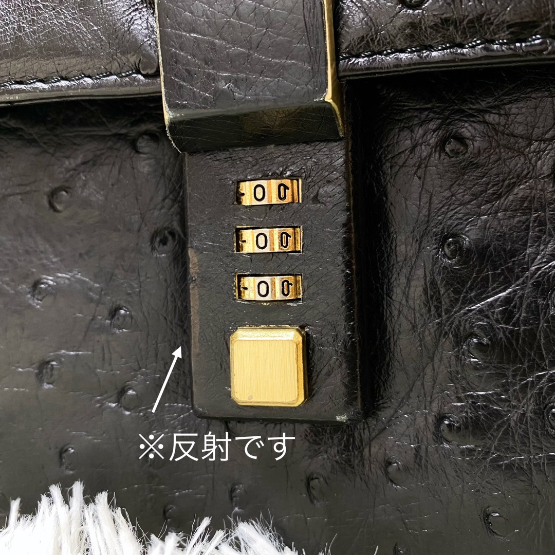 【至高の高級感】 オーストリッチ セカンドバッグ ダイアルロック ゴールド金具