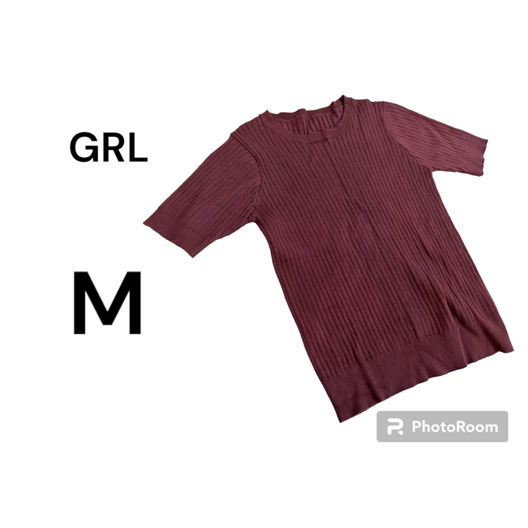 GRL(グレイル)のGRLニット　夏・秋ニット　ブラウンニット　半袖ニット レディースのトップス(ニット/セーター)の商品写真