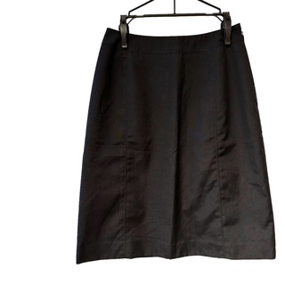 エフデ(ef-de)のef-de エフデ　ひざ丈　台形　スカート　黒　9 シンプル　日本製　コットン(ひざ丈スカート)