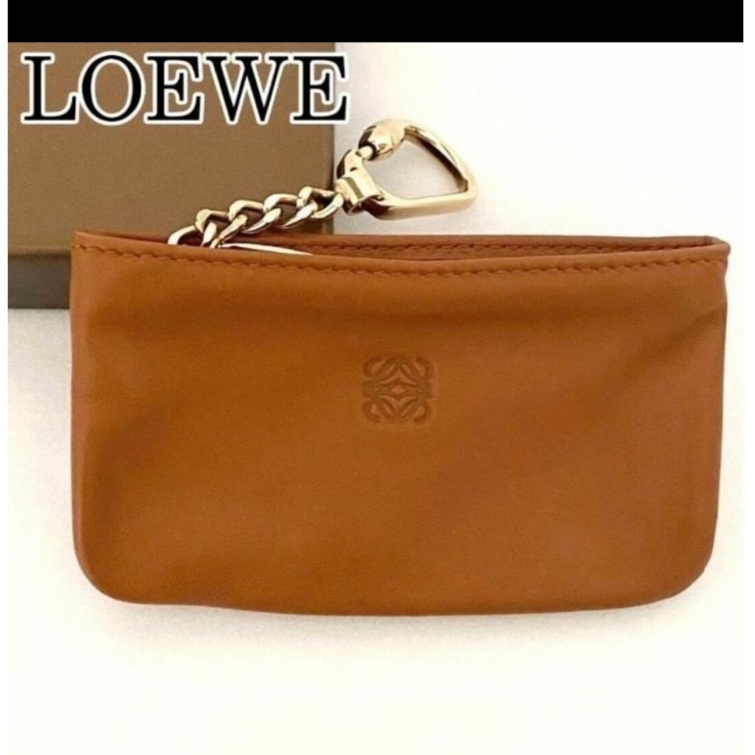 LOEWE(ロエベ)の【美品】ロエベ コインケース 小銭入れ ナッパレザー チェーン付 ブラウン 茶色 レディースのファッション小物(財布)の商品写真