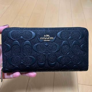 新品未使用コーチCOACH シグネチャー ネイビー×ブラック×オレンジ 長