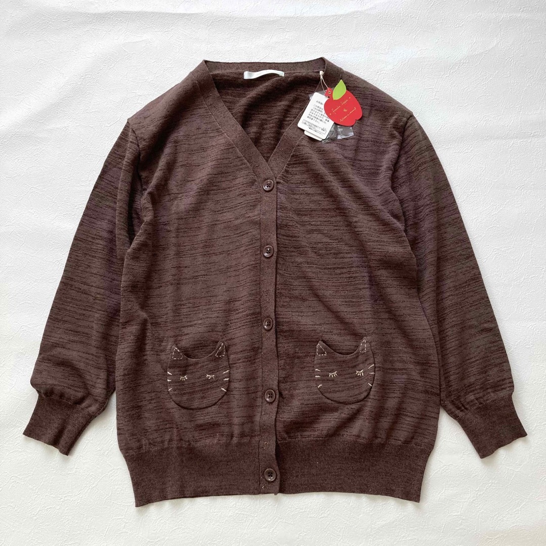 franche lippee(フランシュリッペ)の新品●フランシュリッペ●猫ポケットカーディガン　ラメ入りブラウン　サイズM 茶 レディースのトップス(カーディガン)の商品写真