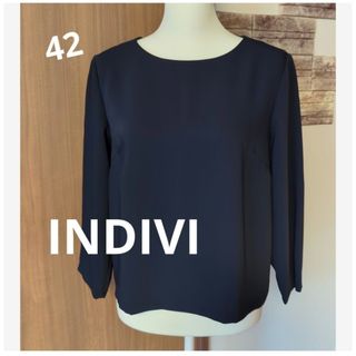 インディヴィ(INDIVI)の【美品】INDIVI  レディース長袖ブラウス　42(XL)　濃紺　ワールド(シャツ/ブラウス(長袖/七分))