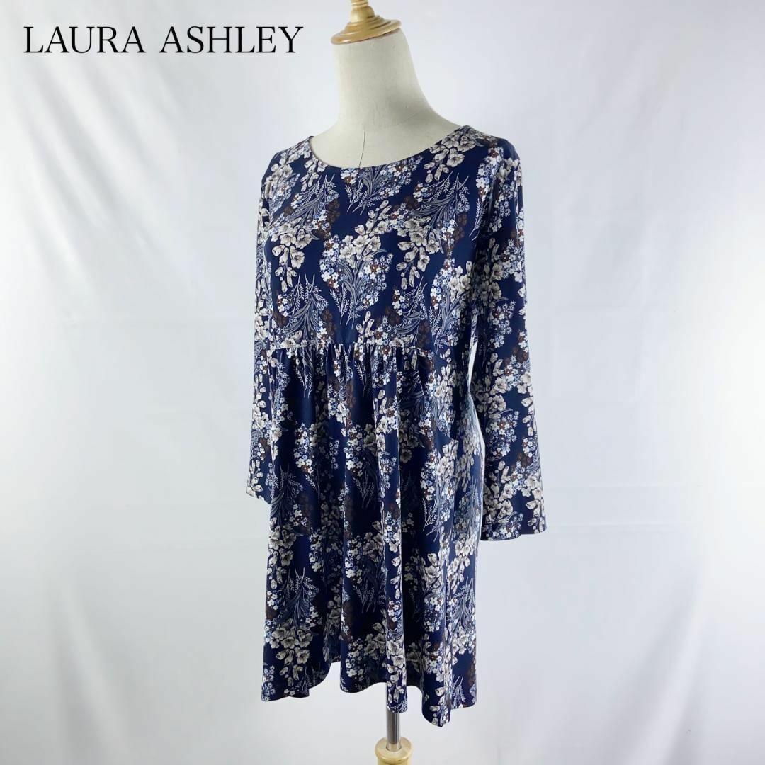 LAURA ASHLEY 花柄 ジャージー素材 ワンピース