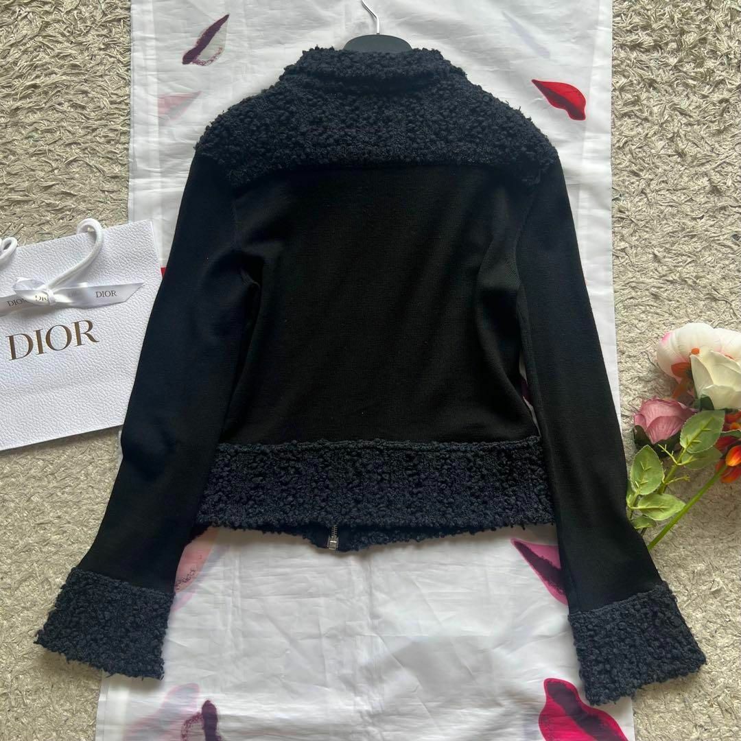 Christian Dior(クリスチャンディオール)の【良品】Christian Dior ジャケット ボア ブラック 襟 ジップ レディースのジャケット/アウター(テーラードジャケット)の商品写真
