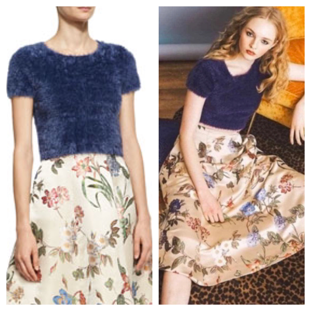 新品 alice+olivia シャギーニット サマーセーター モヘア ブルー-