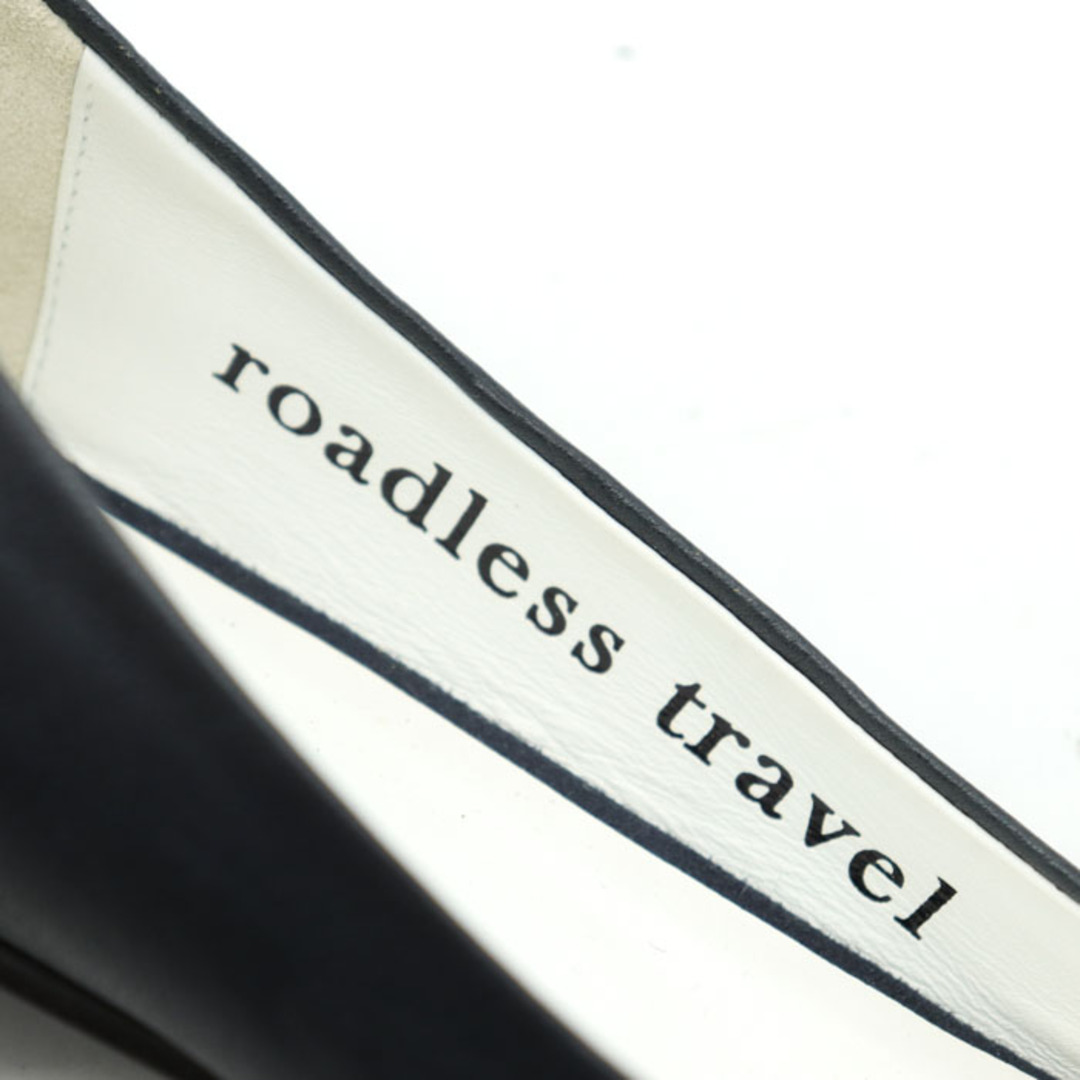 ローヒール パンプス 未使用 訳あり ラウンドトゥ ファー 靴 シューズ 日本製 レディース 4サイズ ネイビー roadless travel レディースの靴/シューズ(ハイヒール/パンプス)の商品写真