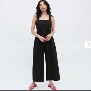 UNIQLO - リネンブレンドサロペット 黒 オンライン限定サイズ 完売品の