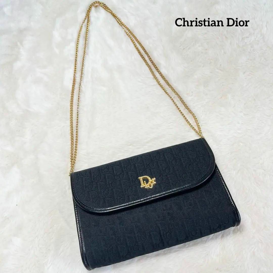 未使用級】ディオール ショルダーバッグ トロッター Dior金具 チェーン 黒-