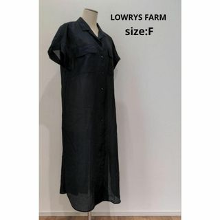 ローリーズファーム(LOWRYS FARM)のLOWRYS FARM ロングワンピ サファリシャツ ブラック ワンピース F(ロングワンピース/マキシワンピース)