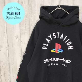 プレイステーション(PlayStation)の海外古着　プレイステーション　企業ロゴ　袖ロゴ　カタカナ　レトロデザイン(パーカー)