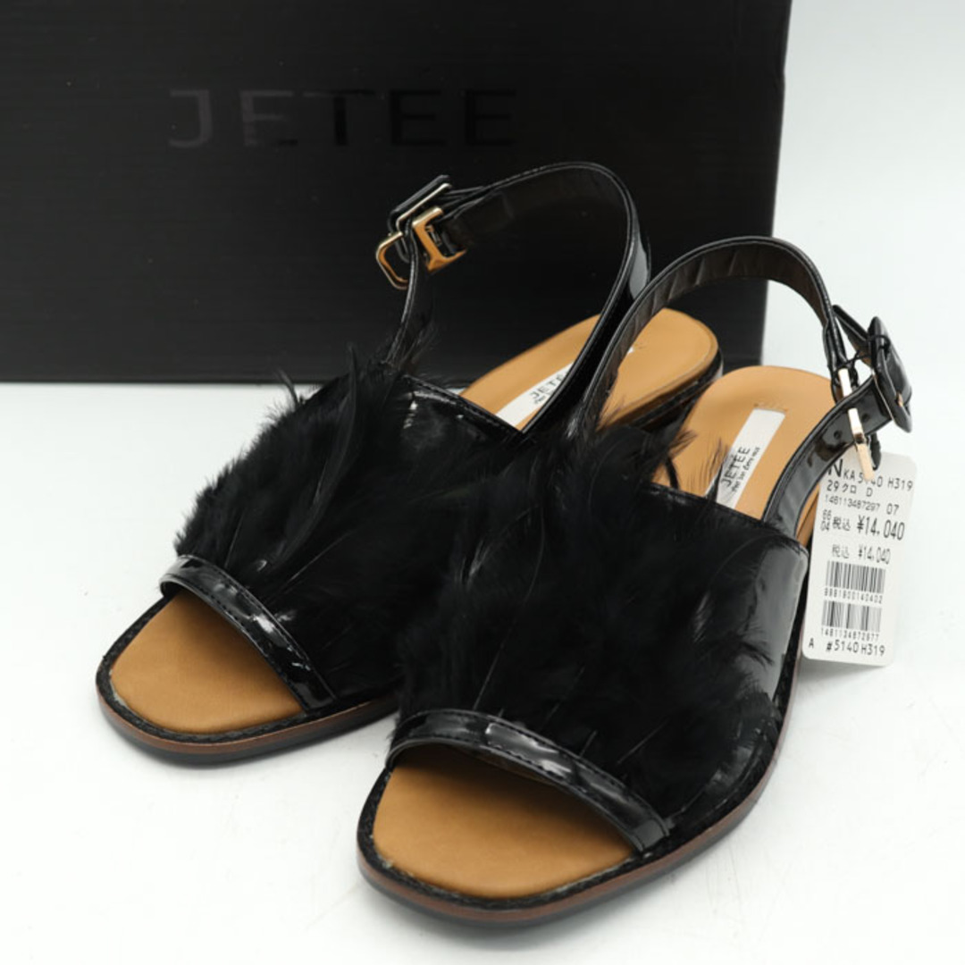 ジュテ サンダル 未使用 エナメル バックストラップ ローヒール ...
