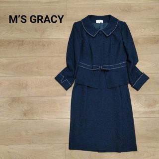 M'S GRACY☆紺リボンツーピース - スカートスーツ上下