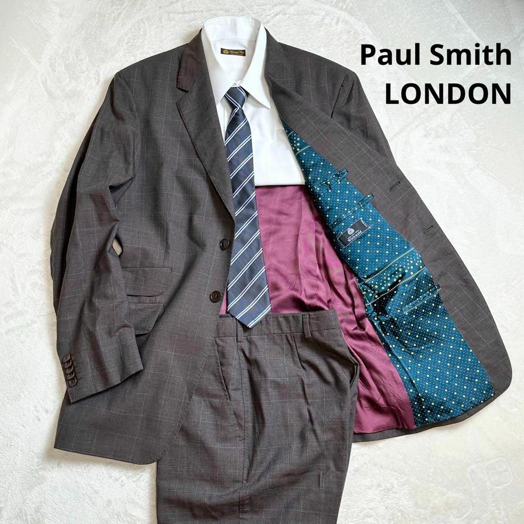 Paul Smith London 裏地ドット柄 ウィンドウペン ブラウン 38