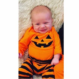 90 ハロウィン かぼちゃロンパース コスプレ ロンパース衣装 かぼちゃ帽子付き(衣装)